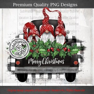 Christmas Gnomes in Truck PNG: Merry Christmas Digital Download
