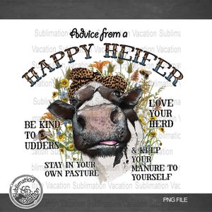Happy Heifer PNG: Cow Sublimation Design (Digital Download)