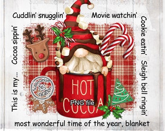 Christmas Movie Gnome PNG: Hot Cocoa Design (Digital Download)