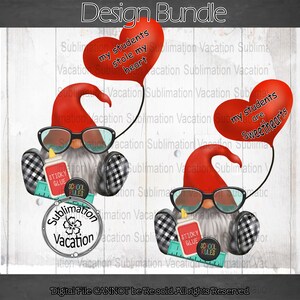 Teacher Valentines Day Download, Sublimation Design, Gnome Valentine, Design Bundle