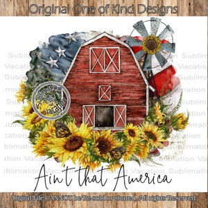 Sunflower Barn PNG: Amerikanische Flagge Sublimationsdesign (Digitaler Download)
