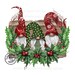 Gnomes in Holly Wreath, Christmas Sublimation, Christmas Clipart 