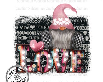 Valentines Day Sublimation Design-Sublimation Design-Gnome Love Design-PNG-Waterslide