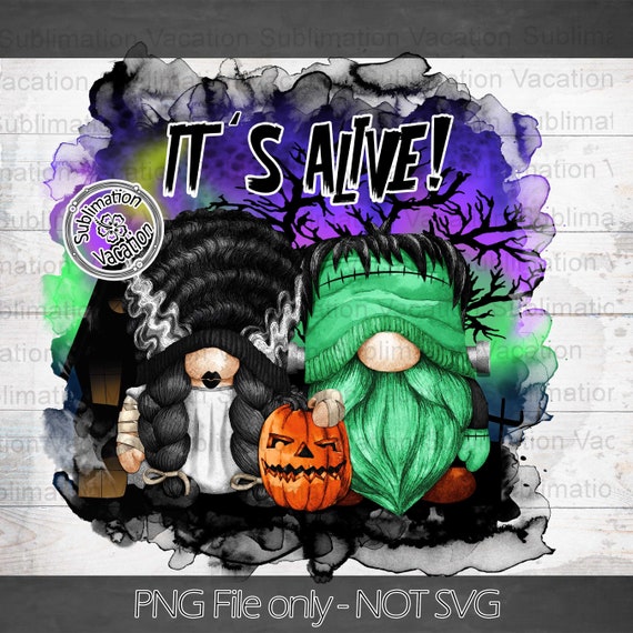 Halloween Gnome PNG: Frankenstein & Bride, It's Alive Design (Digital Download)