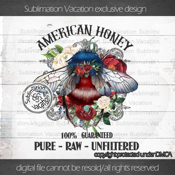 Patriotic Honey Bee PNG: 4th of July Sublimation Design (Digital Download)