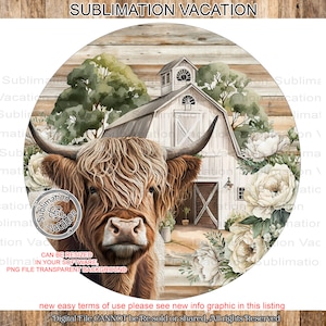 Vache Highlands, vache Highlands et tournesols, fichier PNG DTF, téléchargement numérique uniquement, conception de signe de couronne, conception de signe, sublimation amicale