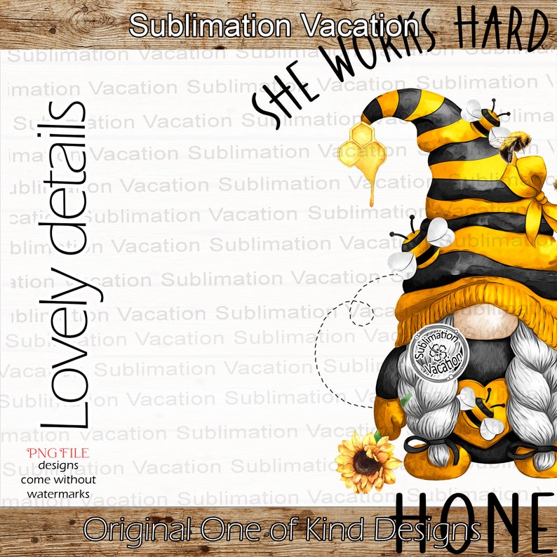 Sunflower Bee Gnome PNG: Funny Sublimation Design (digital Download ...