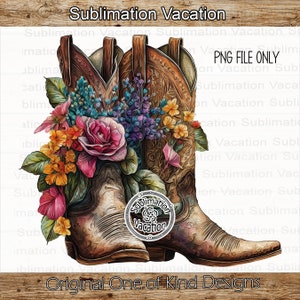 Stivali da cowgirl floreali PNG: design western (download digitale)