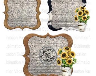 Sublimation Backgrounds, Background bundle, Sunflowers, rustic metal background, PNG file only, Digital Download