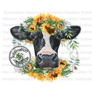 Sunflower Cow PNG, Cow PNG, Cow and Sunflowers, Cow and sunflowers download, Sublimation Cow and Sunflowers, not suitable for  SVG