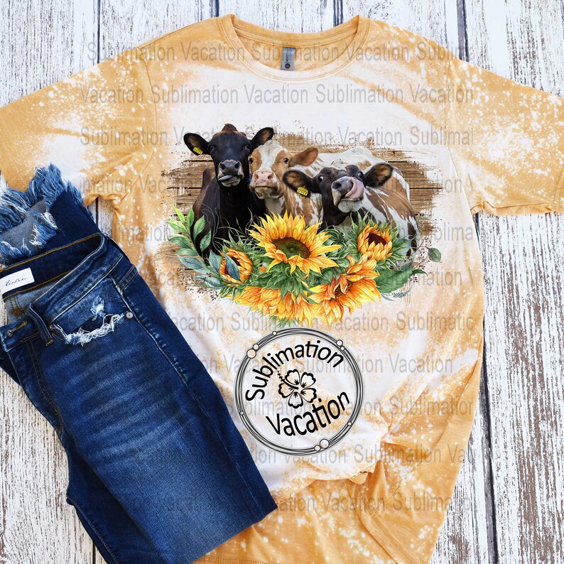 Download Cow Sublimation Cow Clipart Cows Trio in sunflowers Cow | Etsy