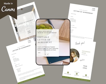 Lettre d'accord | Modèle modifiable | TÉLÉCHARGEMENT INSTANTANÉ | Contrat client | Client Design d'intérieur | Contrat de service