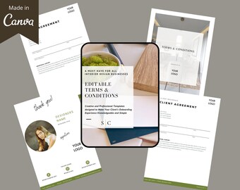 Modèle de conditions générales | TÉLÉCHARGEMENT INSTANTANÉ | Modèle modifiable | Modèle d'entreprise | Modèle de design d'intérieur | Client concepteur