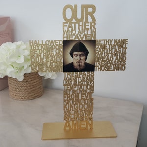 Saint Charbel Cross Our Father Lords Prayer Maronite Christian Lebanon Lebanese 30cm high