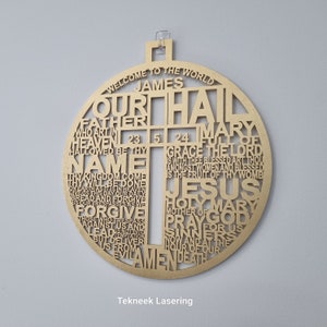 Our Father Hail Mary Wall Hung Plaque 30cm customised for Family name religious home Gift baby Christening Baptism memorial in loving memory