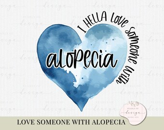 Alopecia Awareness Art | Blue Watercolor Heart PNG (Digital Download)