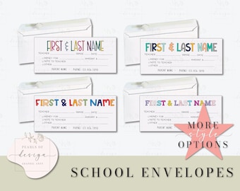 School Envelopes, Pack of 10, Envelopes for School Money, Personalized Envelopes for school, Money Envelopes, Printed Envelopes, Stationery