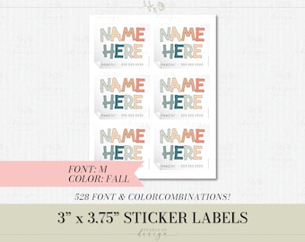 Personalized School & Parent Information Stickers | 6 Large Labels