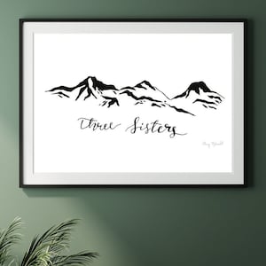 Three Sisters Poster- Oregon Mountains (Digital Download)- Large File