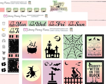 Cotton Candy Halloween Planner Stickers on Premium Matte