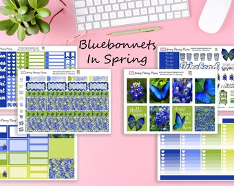 Bluebonnets in Spring, Planner Stickers on Premium Matte