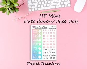 Pastel Rainbow - HP Mini Weekly Date Covers/Date Dots/Script stickers on Premium matte