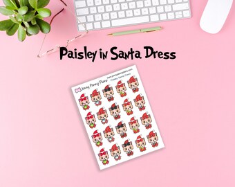 Paisley in Santa dresses Planner stickers
