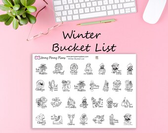 Planner Girl Winter Bucket List, printed on Premium matte sticker paper