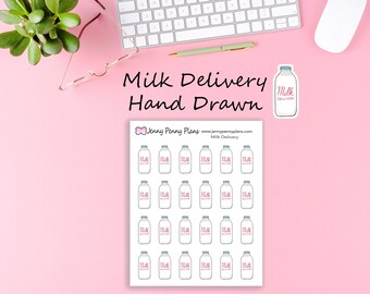 Milk Delivery - Hand drawn, Planner Stickers.