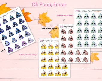 Poop Emoji Stickers printed on premium matte