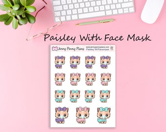 Paisley with Medical Face Mask Stickers printed on Premium matte sticker paper