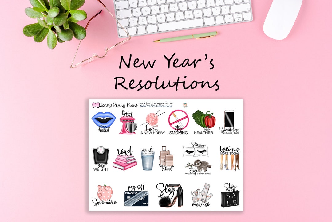 New Year's Resolution Stickers, Printed on Premium Matte Sticker Paper ...
