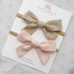 Handmade Cotton Baby Bow Headband: Neutral Schoolgirl Style