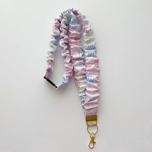 Pastel Patchwork Scrunchie Lanyard for ID Badges (Optional Breakaway Clasp)