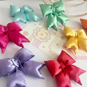 Satin Puffy Bow Charms, Colorful Keychains, Purse Charms, Puff Bow Keychains