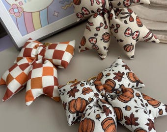 Fall Puffy Bow Keychain: Handmade Cotton Bag Charm