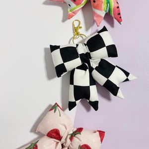 Puffy Bow Bag Charms, Puff Bow Keychain, Cute Keychains for Purse, Summer Keychain, Handmade Bag Charms