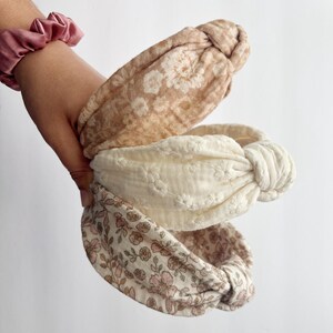 Diademas con nudos neutros, diademas florales, diademas bohemias, accesorios para el cabello para mujer