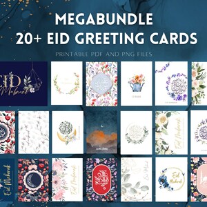 Cartes de l'Aïd | Jeu de 20 pièces imprimables et plus | Téléchargement numérique | Fichier PDF | PNG