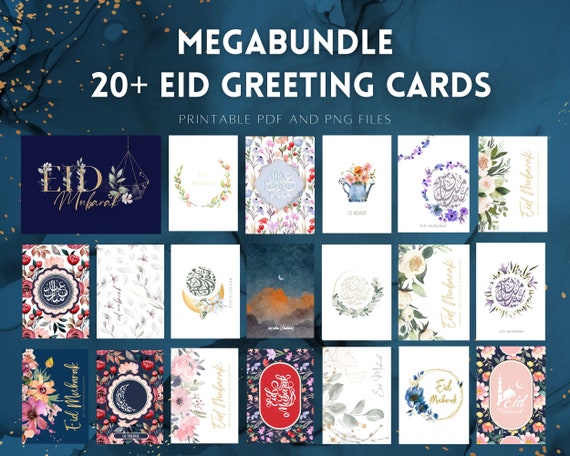 Eid cards | Printable set of 20+ | Digital Download | PDF file | PNG