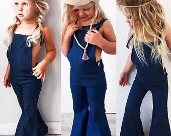 baby girl blue jean romper