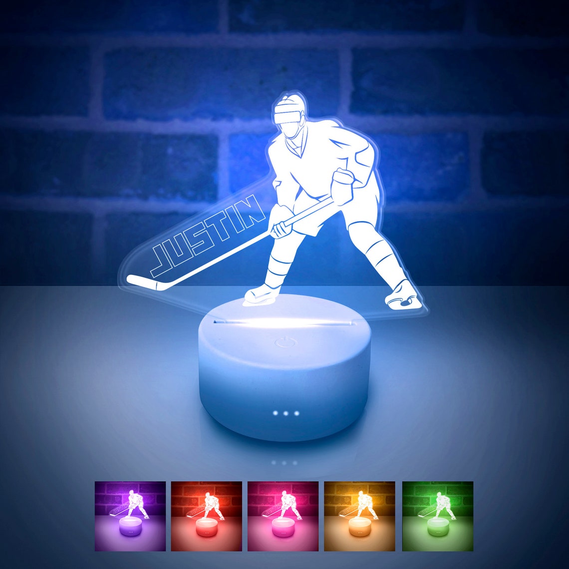 Hockey player Light Personalized LED Night Lamp for Kids | Etsy