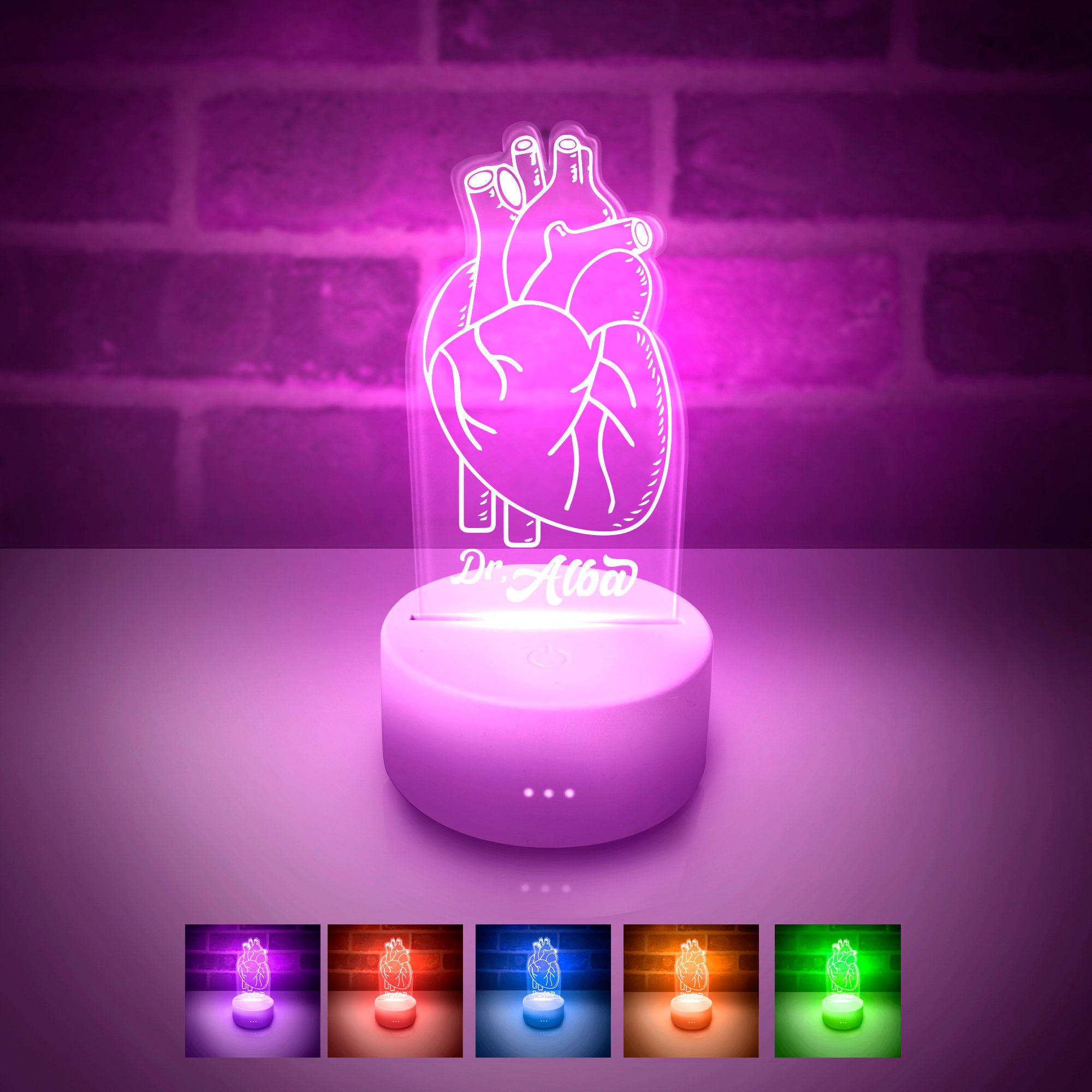 Heart Night Light Personalized LED Night Lamp for Kids and Etsy