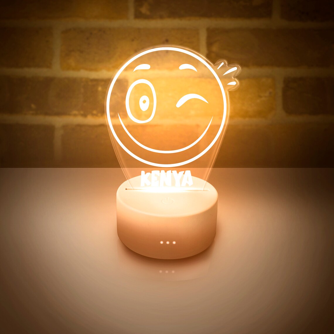 Wink Emoji Emoji Night Light Personalized LED Lamp for Etsy