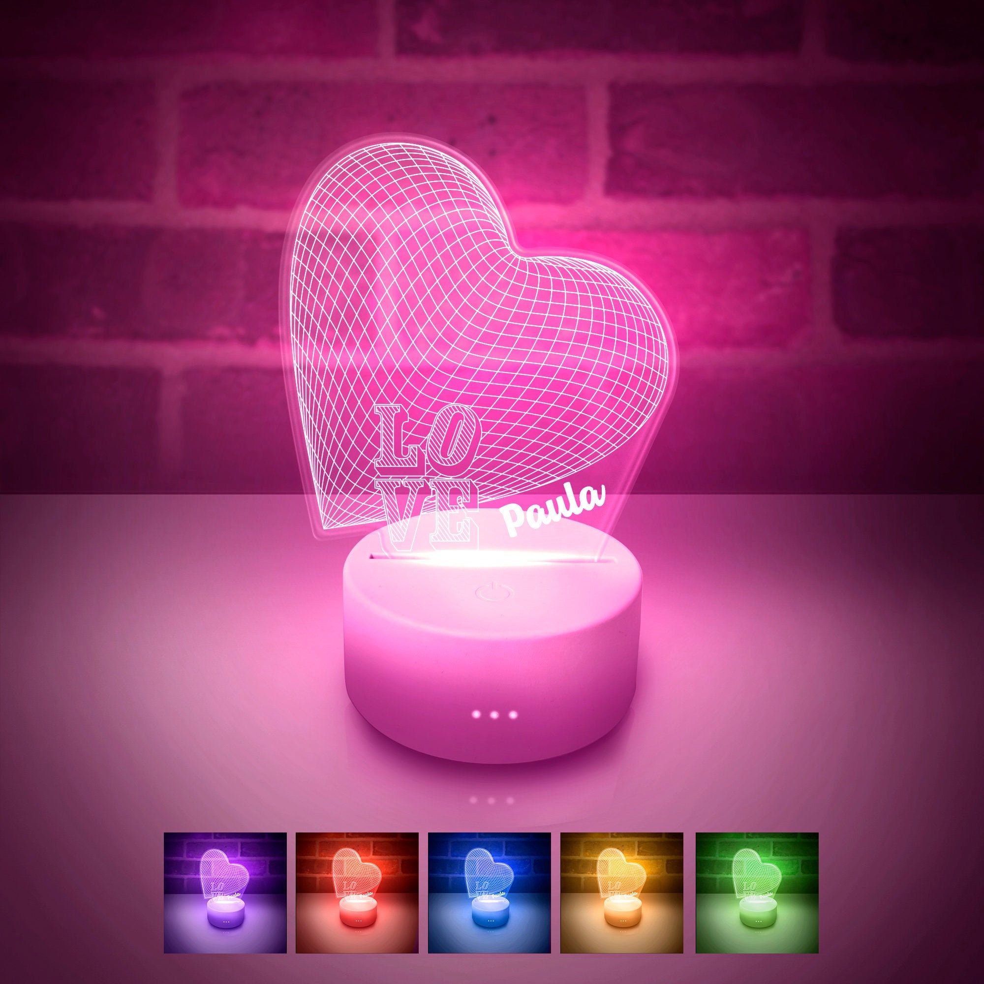 Girls Personalized Handmade LED Night Light with Hearts Kids lamp Love Girls Personalized Handmade LED Night Light with Hearts Kids lamp Love