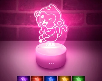 Cute Baby Monkey Night Light Personalize FREE Baby's Room LED Night Lamp Gift