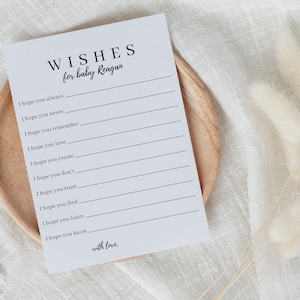 Deseos IMPRESOS para la tarjeta del bebé, buenos deseos personalizados para el bebé, tarjeta de baby shower, baby shower minimalista, juego de baby shower reflexivo