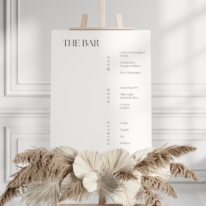 PRINTED Wedding Bar Sign, Wedding Bar Drink Menu, Bar Drink Sign, 8x10 Wedding Bar Sign, Modern Wedding Bar, Engagement Party Sign