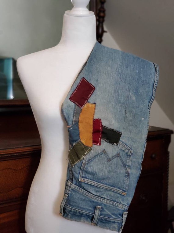 RARE Vintage Wrangler Rainbow Patched Flared Jeans