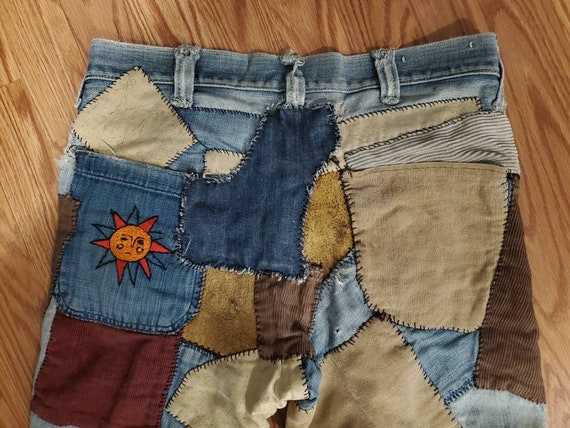 RARE 60's 70s Lee Patched/Patchwork Flared Jeans S